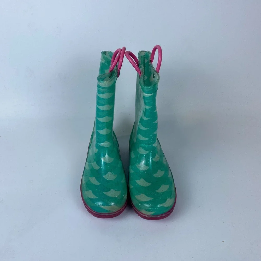 Lilly‎ of New York Loop Handle Rain Boots Toddler Girls Size 1 Mint Green Rubber